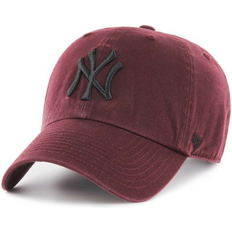 47-brand-curved-brim-schwarzes-logo-new-york-yankees-mlb-clean-up-cap-braun