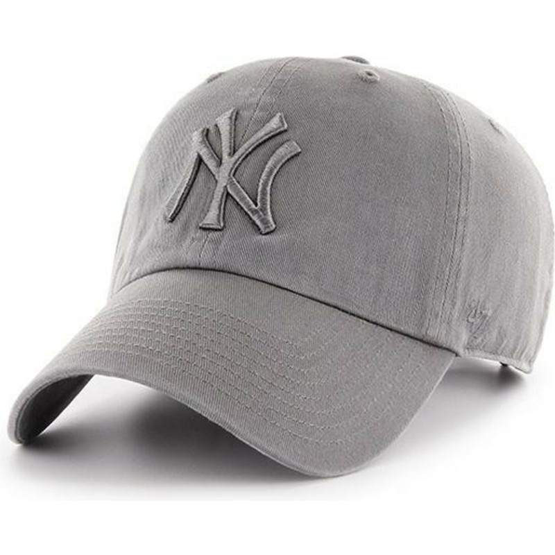 casquette-courbee-grise-avec-logo-grise-new-york-yankees-mlb-clean-up-47-brand