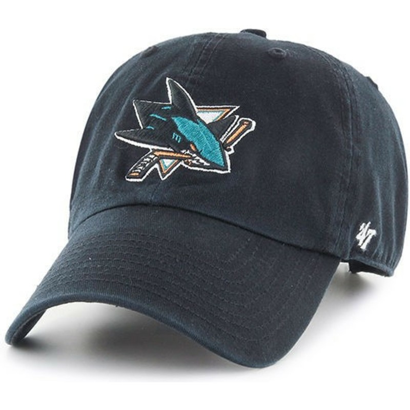 casquette-courbee-noire-san-jose-sharks-nhl-clean-up-47-brand