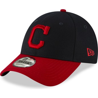 Casquette courbée bleue marine et rouge ajustable 9FORTY The League Cleveland Indians MLB New Era