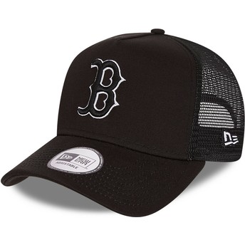 New Era Black Logo Tonal Mesh A Frame Boston Red Sox MLB Black Trucker Hat