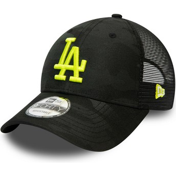 Casquette courbée camouflage noire avec logo jaune ajustable 9FORTY Home Field Los Angeles Dodgers MLB New Era