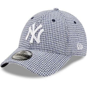 New Era Curved Brim 9FORTY Houndstooth New York Yankees MLB Blue Adjustable Cap