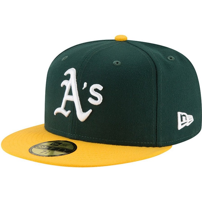 New Era Flat Brim 59FIFTY AC Perf Oakland Athletics MLB Green and Yellow  Fitted Cap: Caphunters.ch