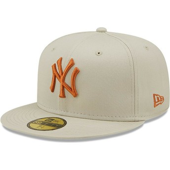 Casquette plate grise ajustée avec logo marron 59FIFTY League Essential New York Yankees MLB New Era