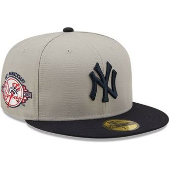 Casquette plate grise et bleue marine ajustée 59FIFTY Side Patch New York Yankees MLB New Era