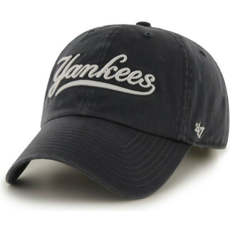 47-brand-curved-brim-script-logo-new-york-yankees-mlb-clean-up-cap-marineblau