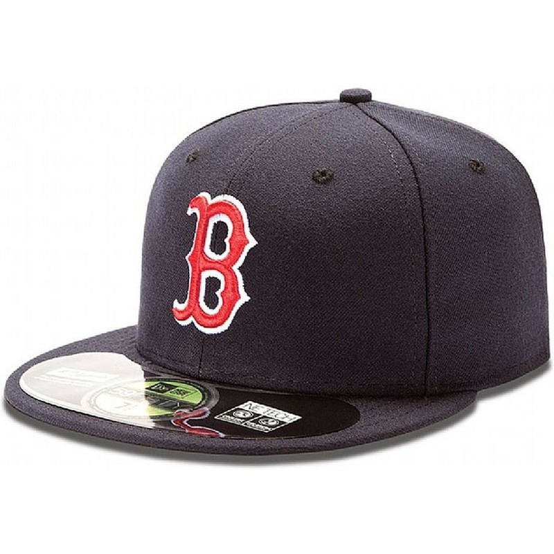 new-era-flat-brim-59fifty-authentic-on-field-boston-red-sox-mlb-fitted-cap-marineblau