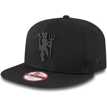 Casquette plate noire snapback ajustable 9FIFTY Black on Black Manchester United Football Club New Era