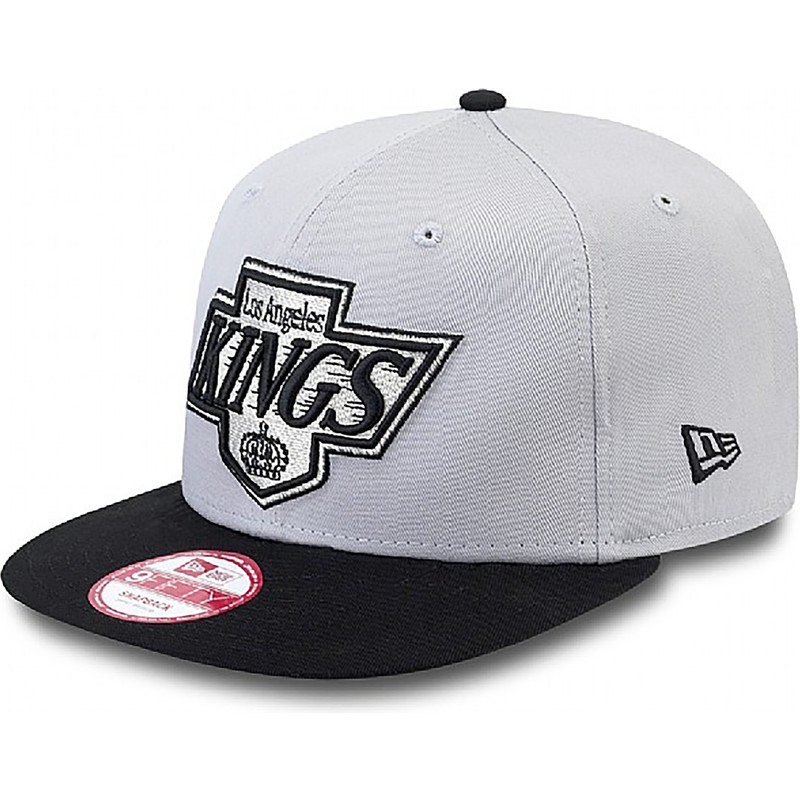 casquette-plate-grise-snapback-ajustable-9fifty-cotton-block-los-angeles-kings-nhl-new-era