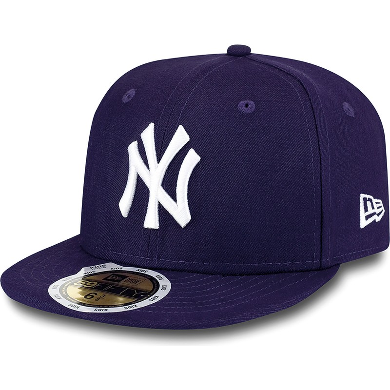 new-era-kinder-flat-brim-59fifty-essential-new-york-yankees-mlb-fitted-cap-violett